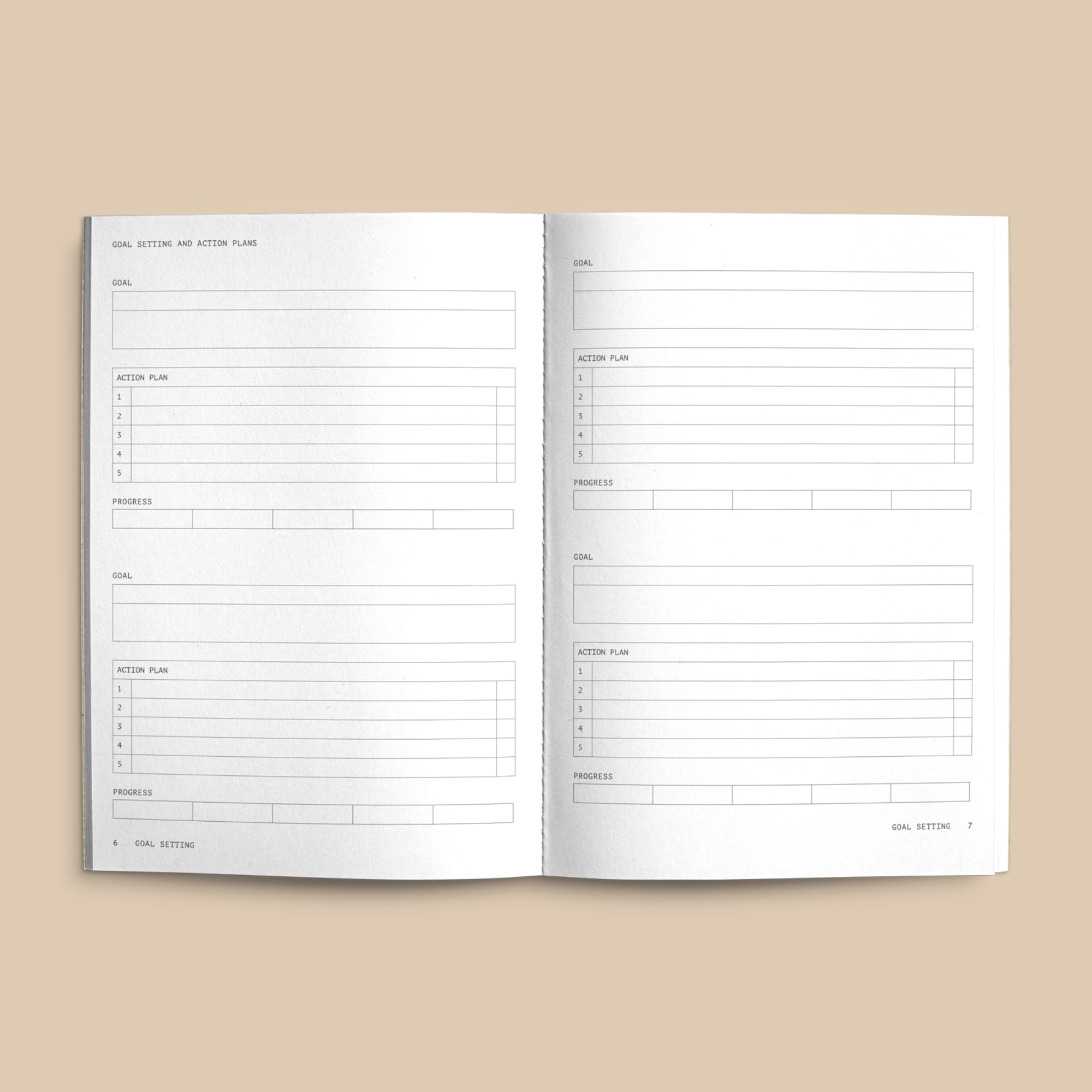 An open Creator's Friend notebook, showing goal setting and action plan resources.