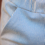 Close-up of blue and white striped fabric