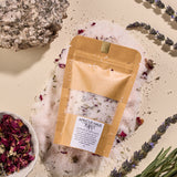 Apriculis Haus botanical bath salts with lavender and rose petals.