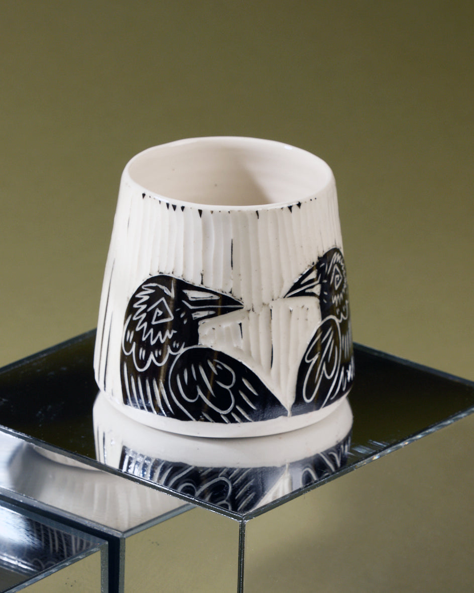 handmade porcelain raven planter