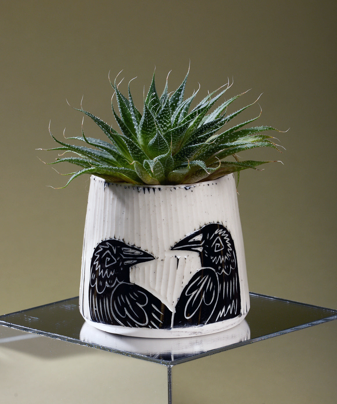 handmade porcelain raven planter