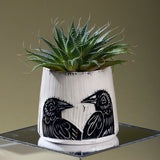 handmade porcelain raven planter