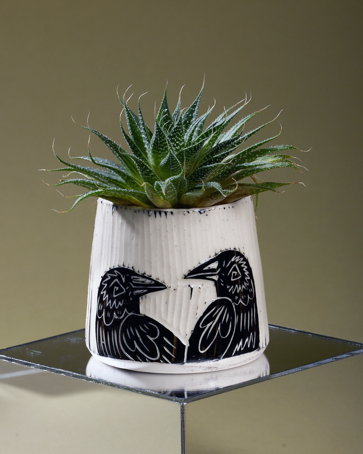 handmade porcelain raven planter