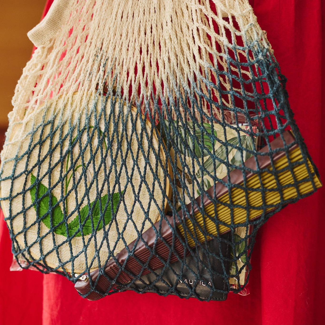 dip-dyed mesh market tote