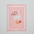 A square art print featuring a white goose with one foot in front of the other, set against a pink background with a striped border. Handwritten text reads 'one foot in front of the other.