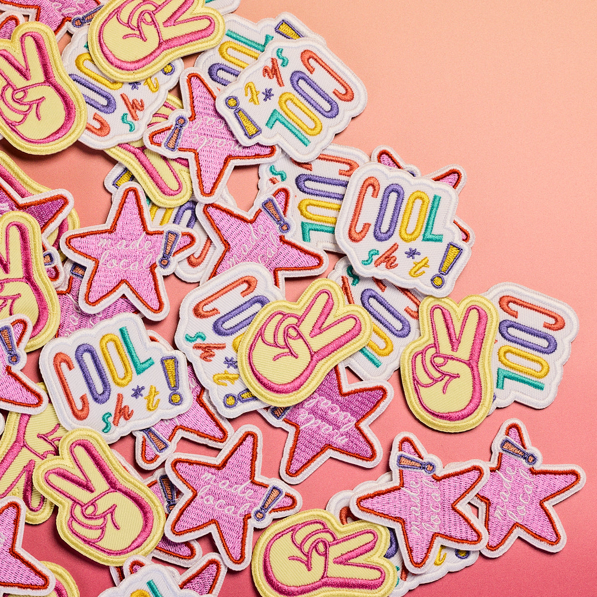 Colorful embroidered Cool Story patches 