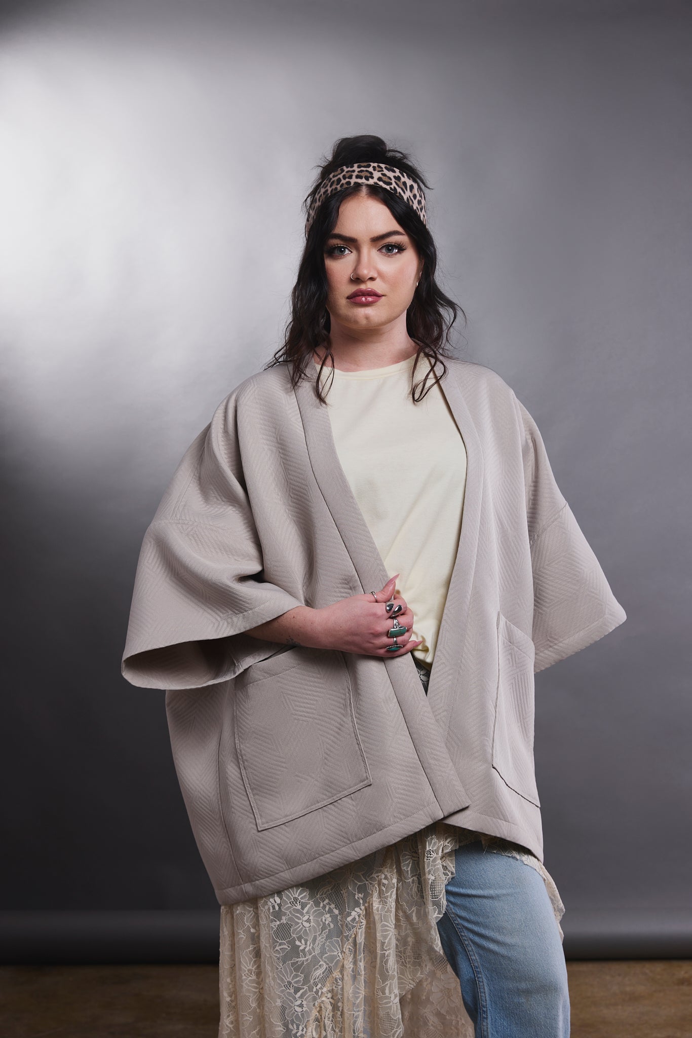 Beige ARW coat on a model