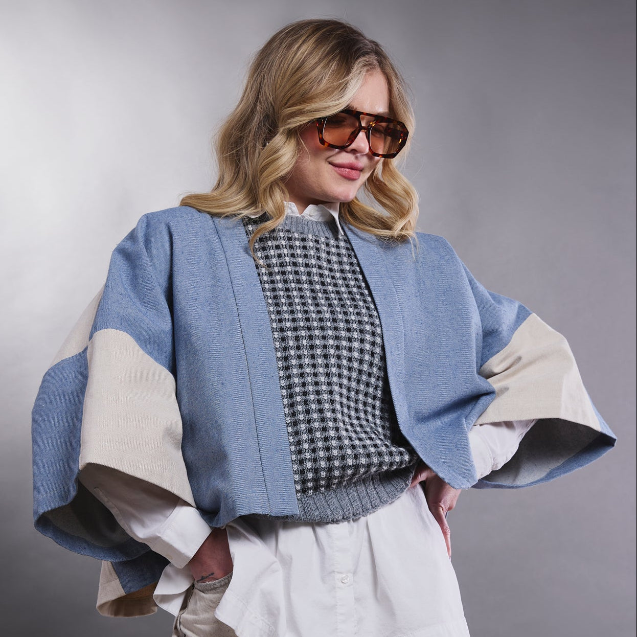 open layering cropped jacket