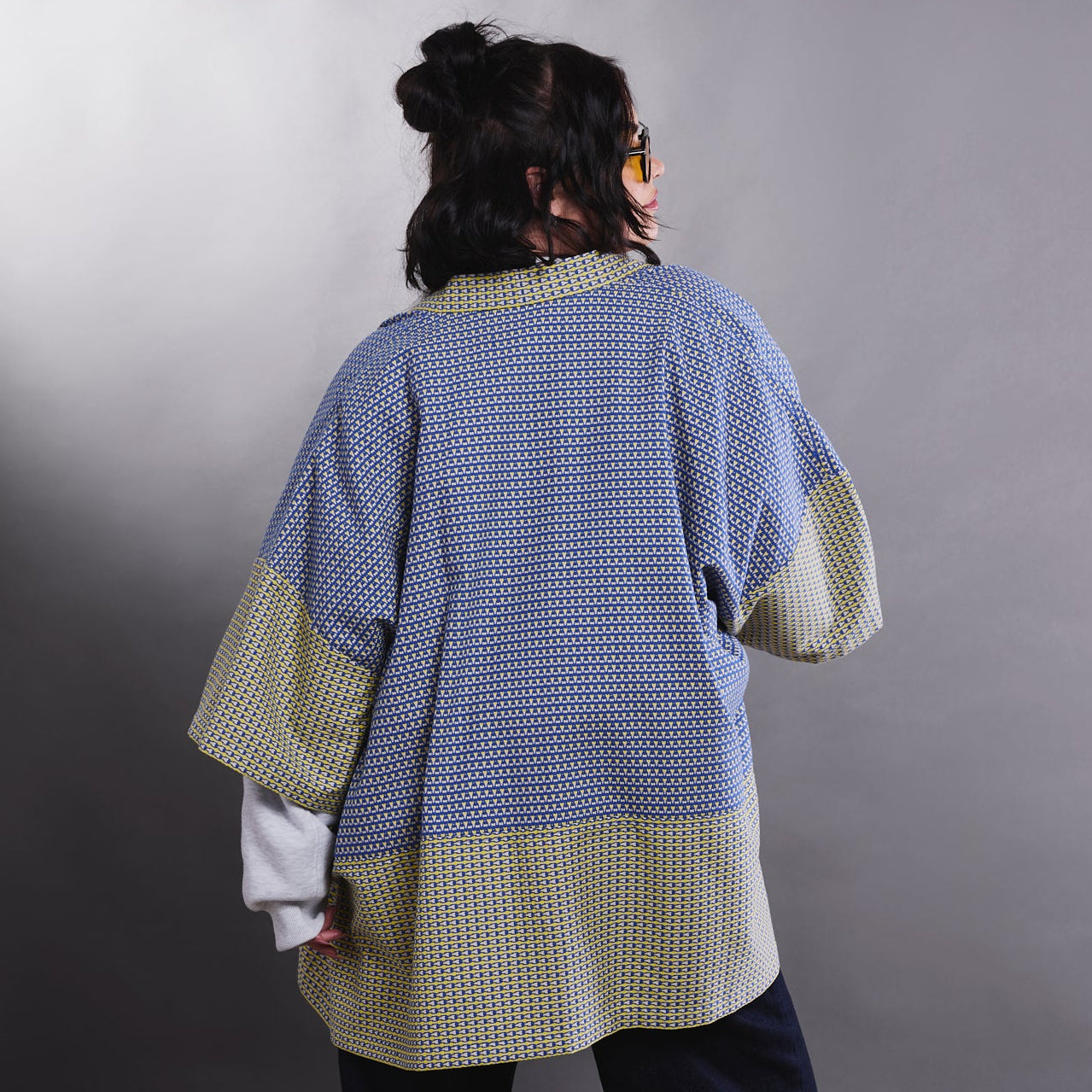 ARW patterned jacket in blue and tan