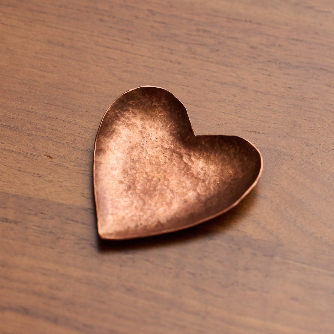 handcrafted copper heart dish