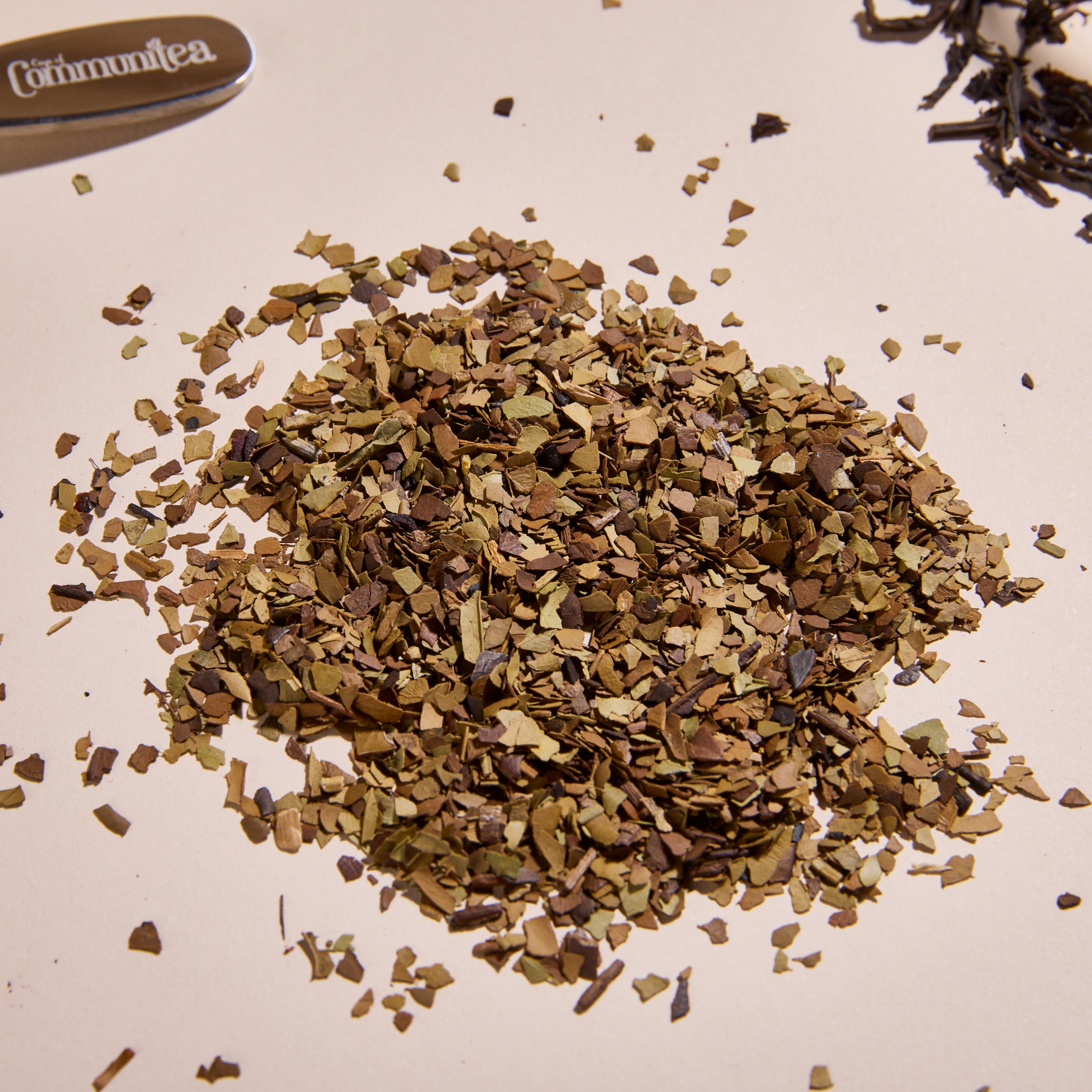 A closeup on Cup of Communitea's around the world tea sampler set. 