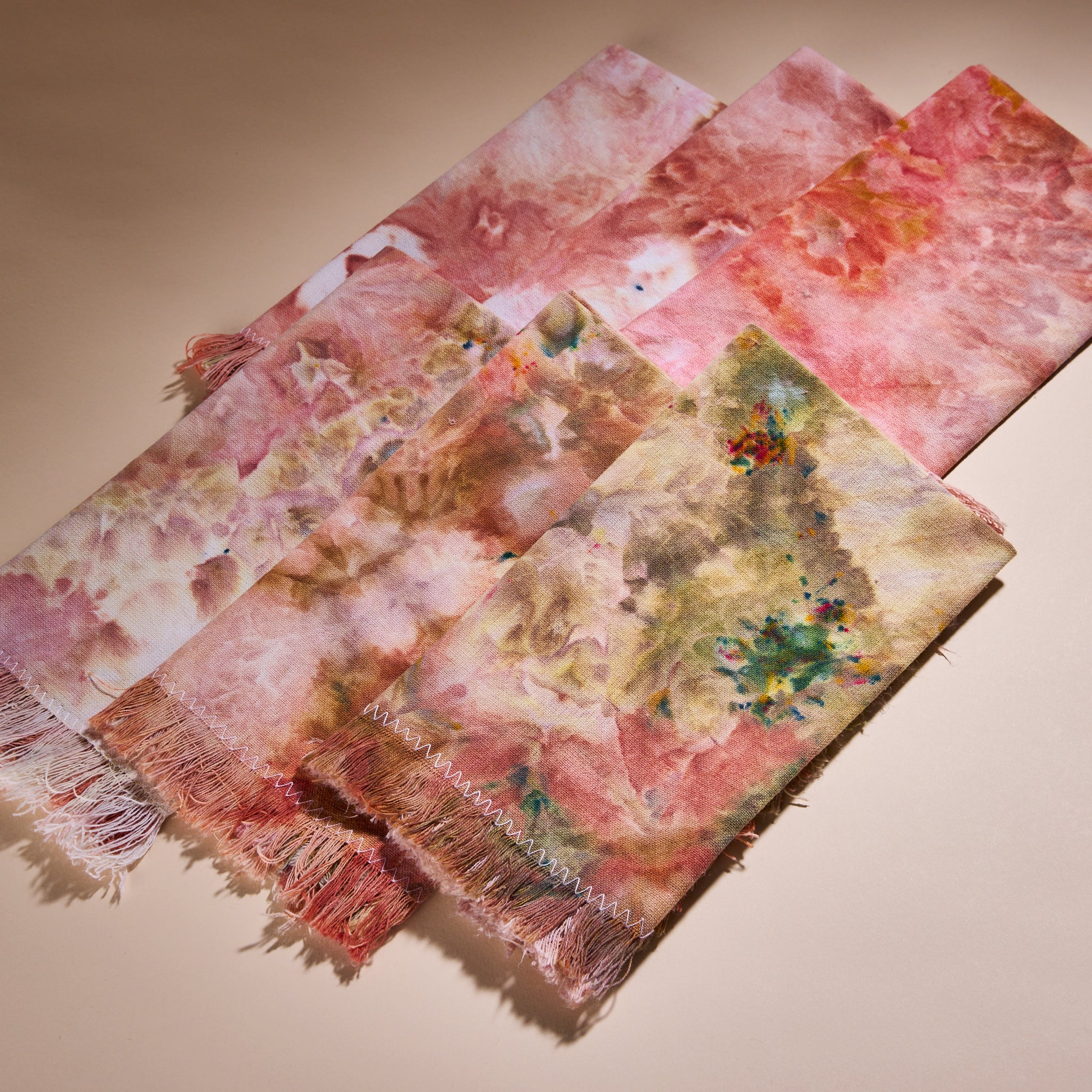 Six Goldy Way hand-dyed fabric napkins.