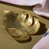handcrafted brass monstera dish