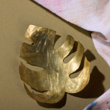 handcrafted brass monstera dish