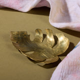 handcrafted brass monstera dish