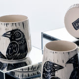 handmade porcelain raven cup djr ceramics buffalo ny