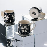 handmade porcelain black and white flower mug djr ceramics buffalo ny