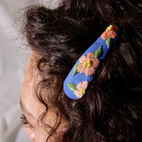 blue floral hair clip