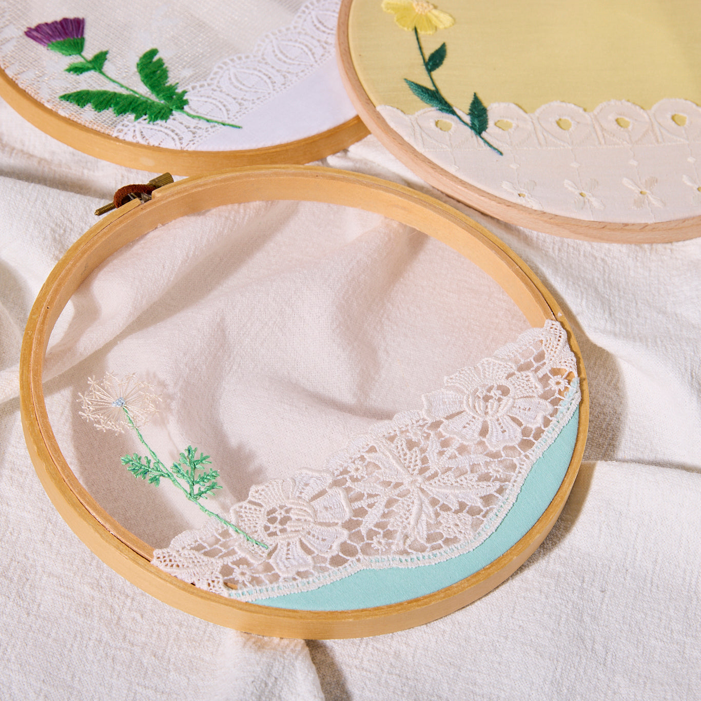 hand-embroidered photo pockets