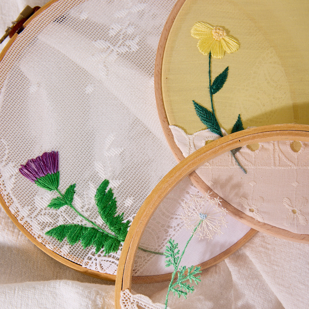hand-embroidered hoops with pocket