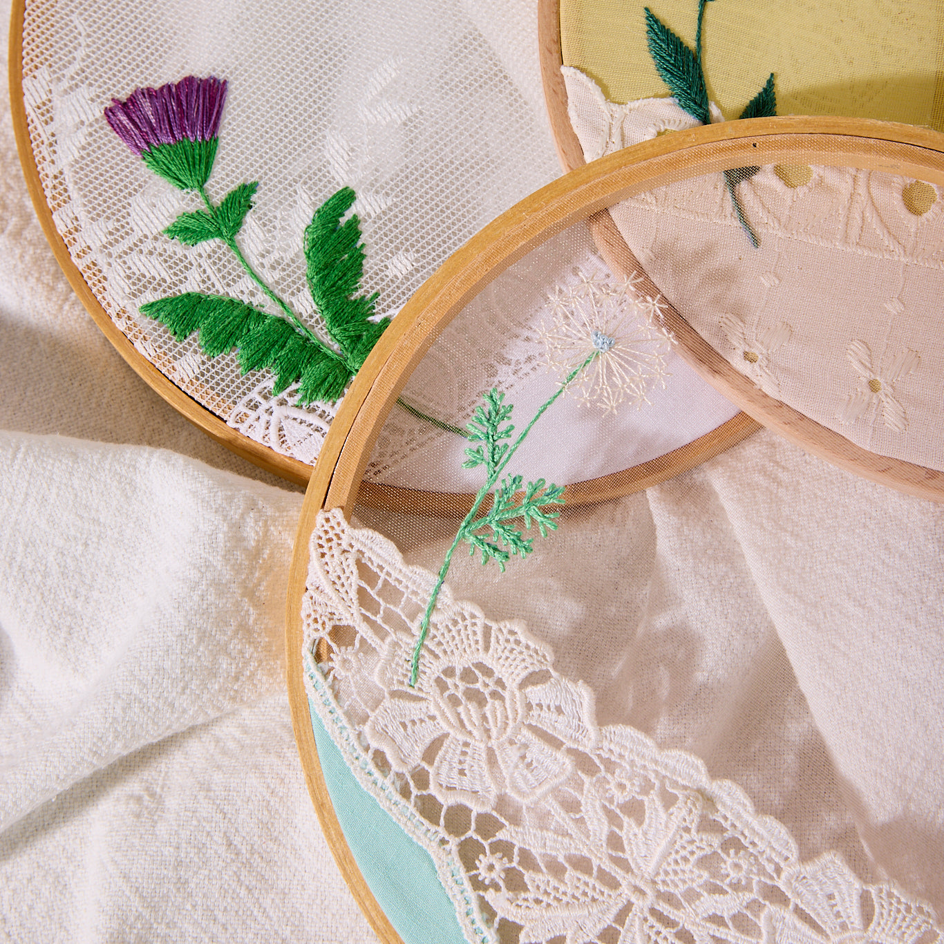 hand-embroidered flower hoop