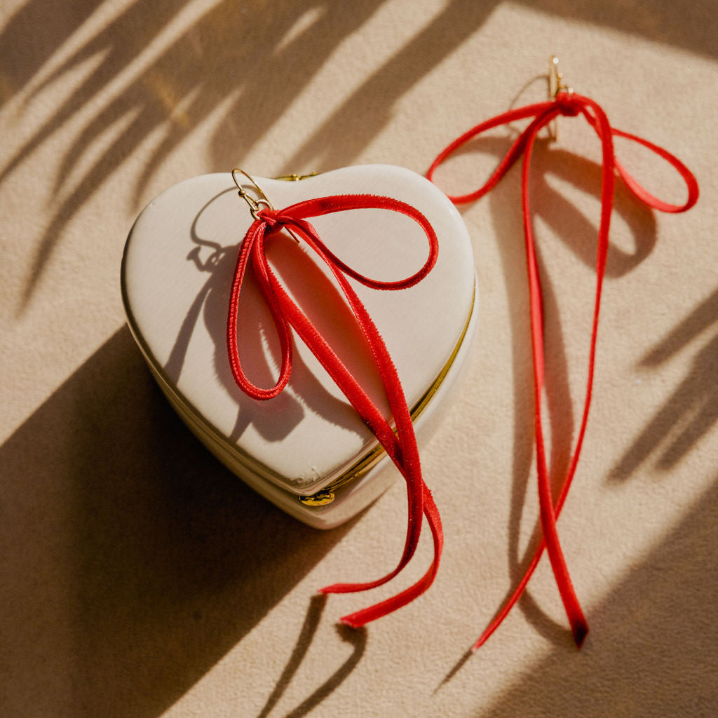 velvet ribbon bow earring