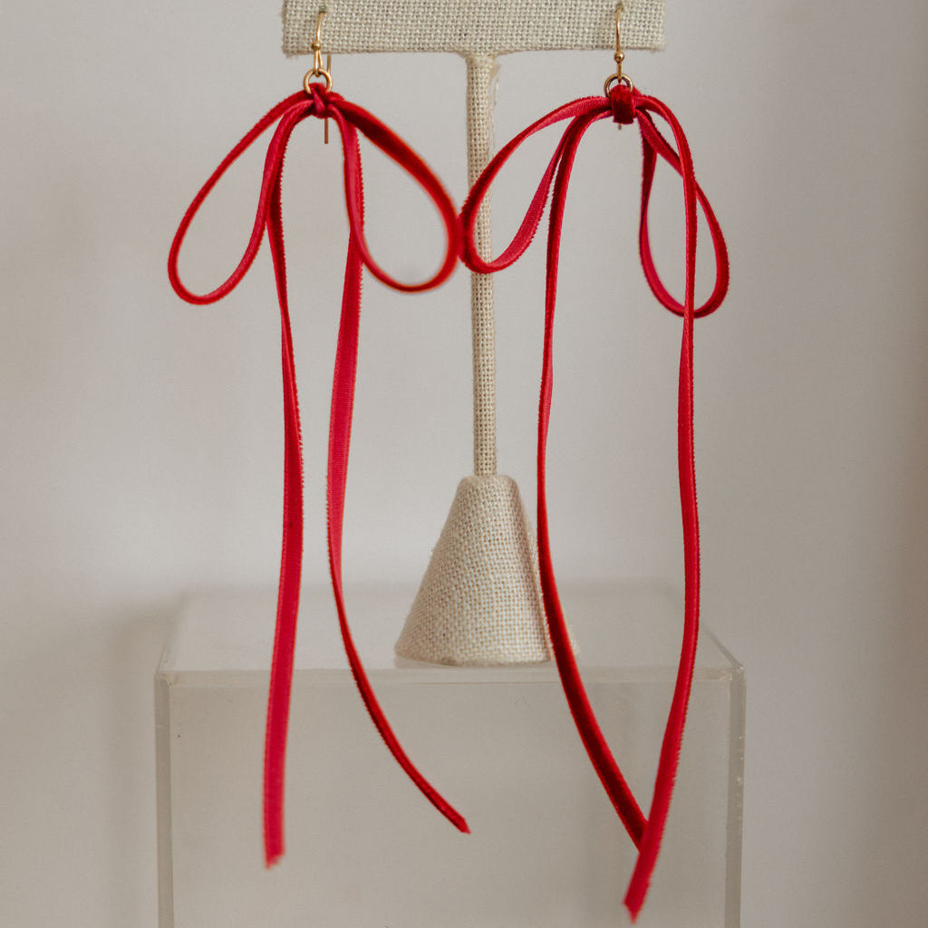 velvet ribbon bow earring
