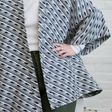 open layering jacket geo print